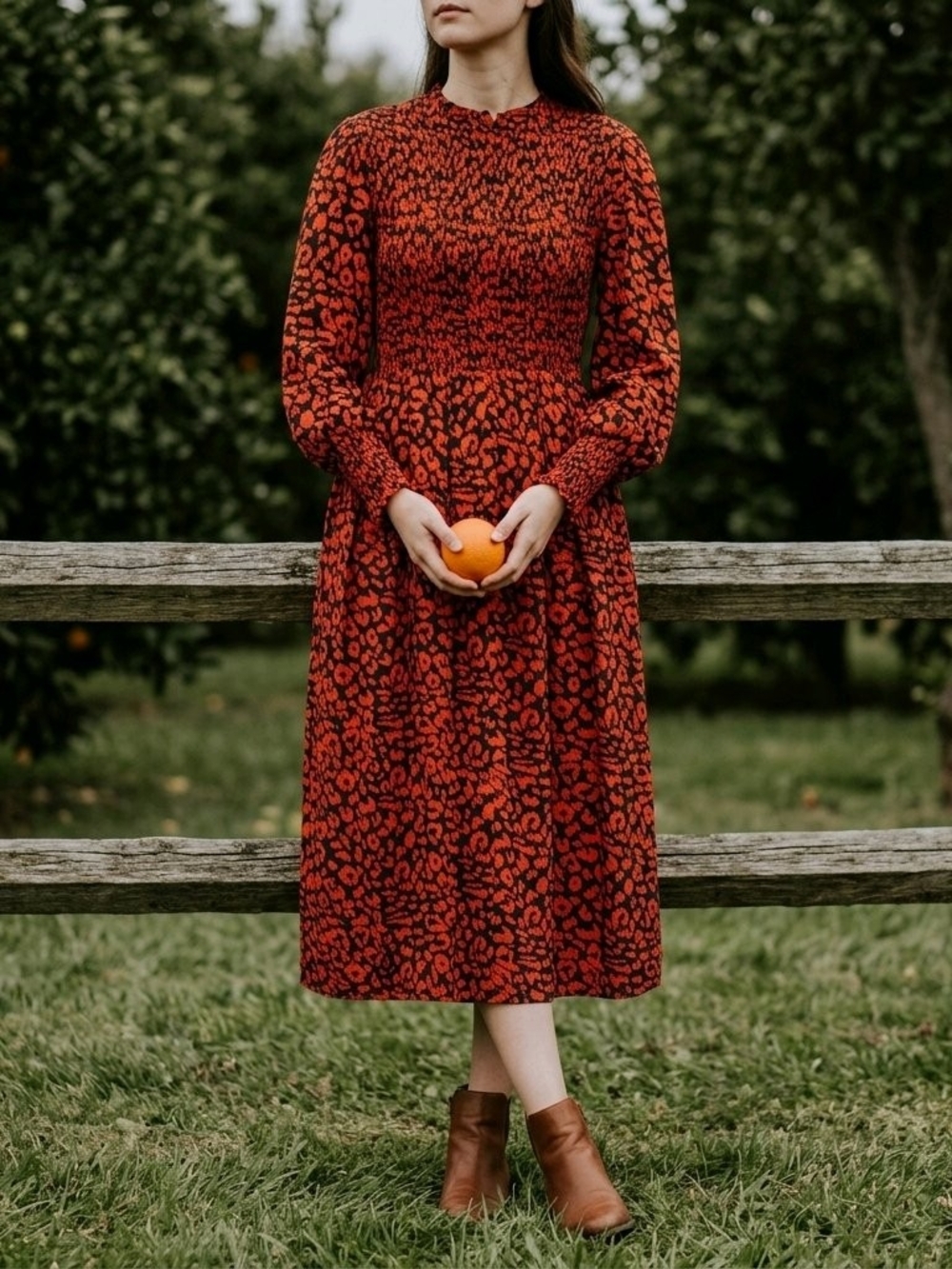 Queen B Red Floral Long-Sleeve Maxi Maturnity Dress